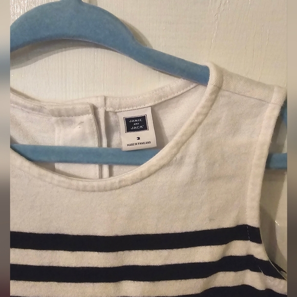Janie and Jack Toddler Girl's White and Navy Striped Peplum Top Size 3T - Picture 3 of 3
